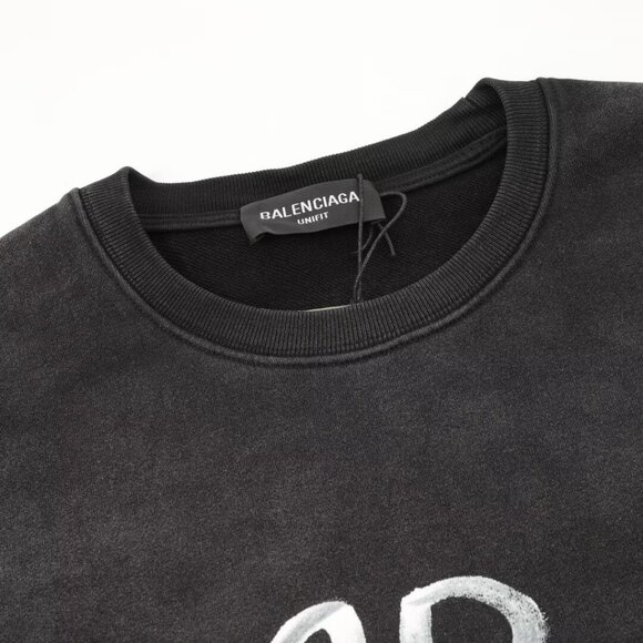 Balenciaga gradient washed damaged hand-painted cursive lettering sweatshirt - Picture 4 of 9